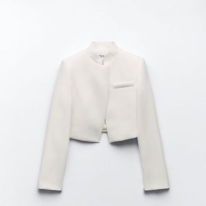 Zara Crop Blazer White